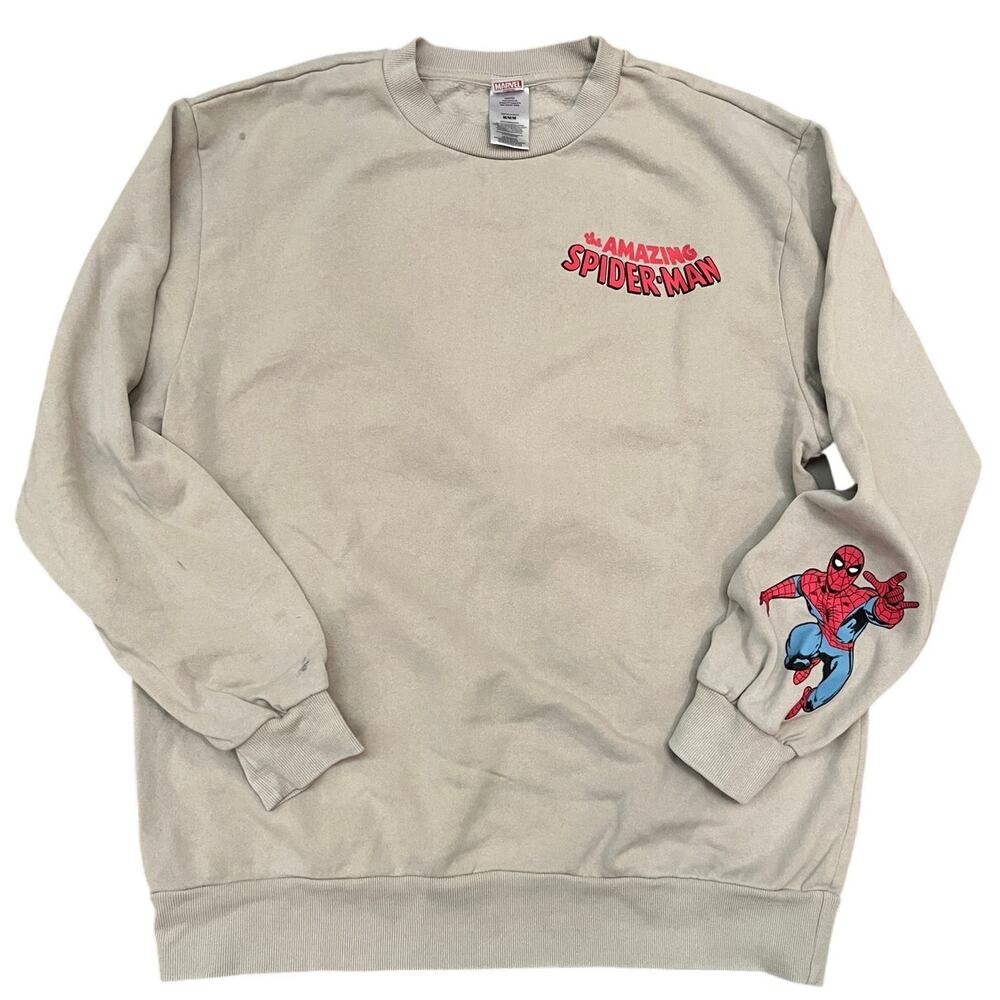 Marvel The Amazing Spider-Man Sweatshirt M Sand Oatmeal Graphic Pullover Marvel